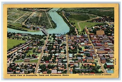 1949 Aerial View Brownsville Texas TX Matamoros Mexico Vintage Antique Postcard • $14.98