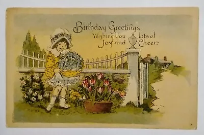 Vintage Birthday Postcard Girl Flowers • $3.95