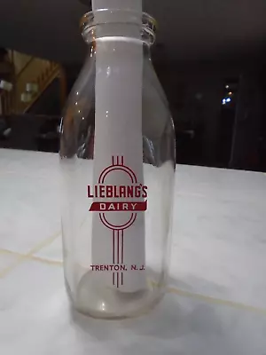 VINTAGE LIEBLANG’S DAIRY Quart Milk Bottle - Trenton New Jersey - • $12.99