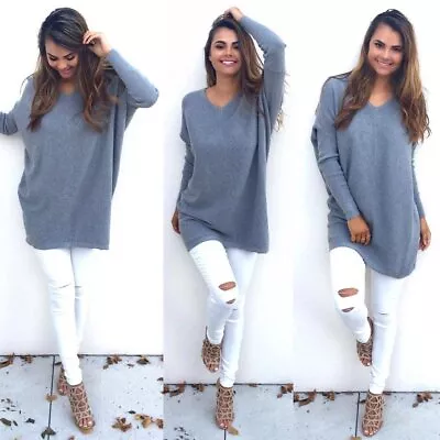 $12.70 • Buy Womens Casual Jumper Winter Top Oversized Wear Long Sleeve Sweater Pullover Tops
