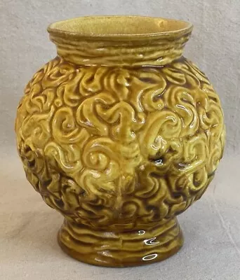 Vintage Haeger Pottery #4081 Brown Yellow Orange Unique Textured Art Vase • $29