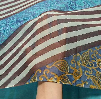Sushila Vintage Saree 100% Pure Georgette Silk Printed Craft Multi-Color Fabric • $27.99