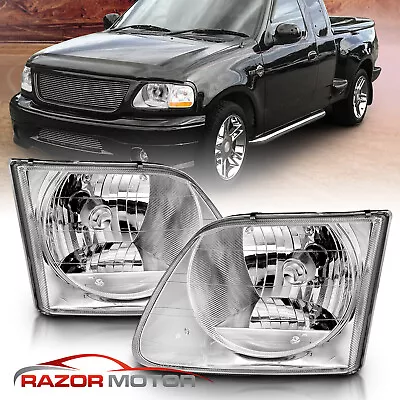 97-03/02 Chrome Lightning Style Headlight For Ford F150 Expedition Pair +Bulb • $50.66