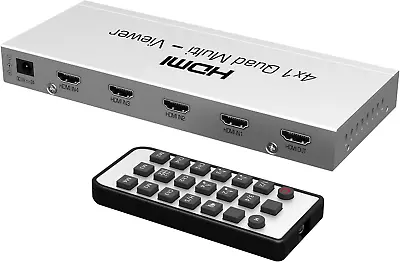HDMI Quad Multi-Viewer 4X1 Seamless HDMI Switch - 4 Ports IR Remote Suppo... • $94.70