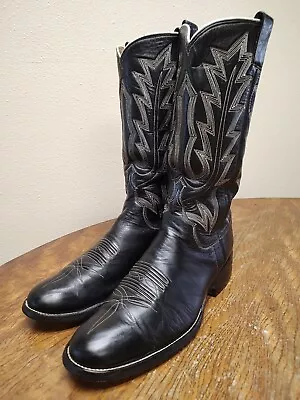 Vtg Rusty Franklin Western Cowboy Boots Black Men's Sz 8.5-9 B ML Leddy • $98