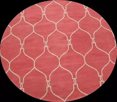 Modern Trellis Oriental Area Rug Hand-tufted Contemporary Wool Carpet 8x8 Round • $163