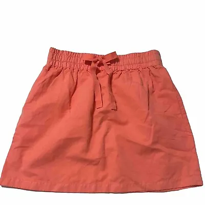 J Crew 78626 / Paper Bag Drawstring Elastic Waist Cotton Mini Skirt Coral Size 0 • $19