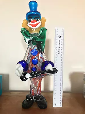 MURANO GLASS CLOWN With GUITAR Large 16   Vintage Italian Art Glass - AF • £39