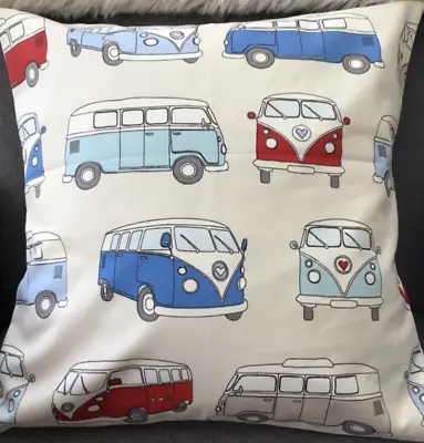 CUSHION- VOLKSWAGON V W CAMPER Primary Shades 100% Cotton 16” Square. • £6