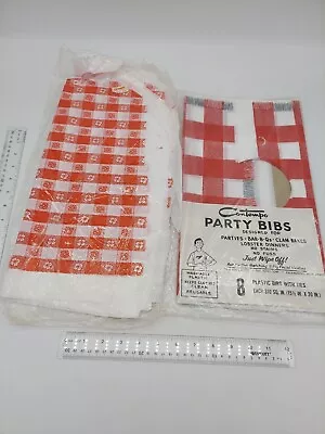 Vintage Bibs Lobster Or Crawfish Boil Plaid Plastic Red Checked 28 Total • $4.49