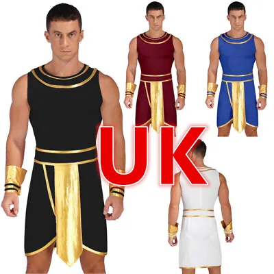 UK Men Ancient Egyptian Egypt Pharaoh Robe Emperor Outfit Halloween Fancy Dress • £20.59