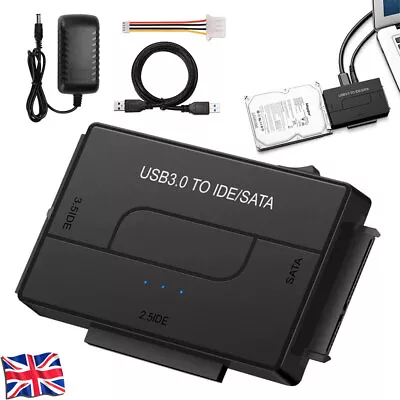 USB 3.0 To IDE & SATA Converter External Hard Drive Adapter 2.5 /3.5  Cable UK • £20.99