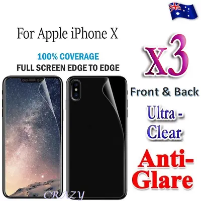 3X Front / Back Full Coverage Screen Protector For Apple IPhone Xs X 8 7 6 Plus  • $3.99