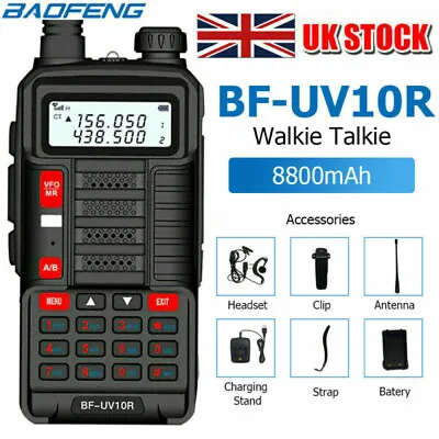 £29.99 • Buy BAOFENG Dual Band UHF VHF Walkie Talkie UV-10R Ham Two Way Radio 8800mAh 15KM UK