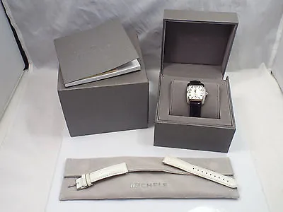 Michele Urban Mini Strap Watch W/ Box & Strap Pouch Extra White Leather Strap • $540
