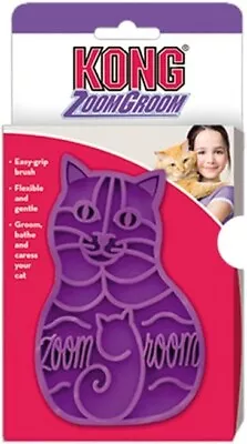 Kong Zoom Groom Soft Grooming Brush Combs & Rakes For Cats Colour Purple • £10.99