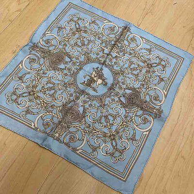 HERMES Petit Carre 45 Silk Scarf LES TUILERIES Light Blue Vintage Classic • $138.99