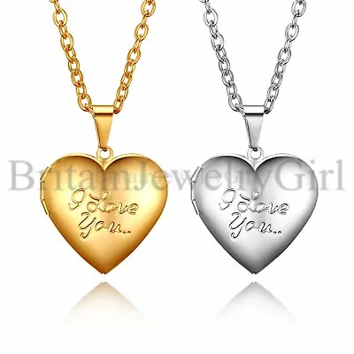 18  Heart Photo Locket Necklace Pendant Memory Love You Remembrance Men Women • $8.99
