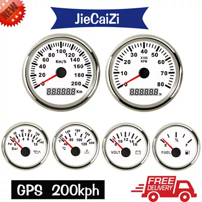 6 Gauge Set 200km Gps Speedometer Tachometer Volt Oil Temp Fuel For Car Boat Atv • $261.24