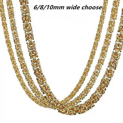 New Men Jewelry Stainless Steel 6/8mm Silver Gold Round Byzantine Chain Necklace • $6.45