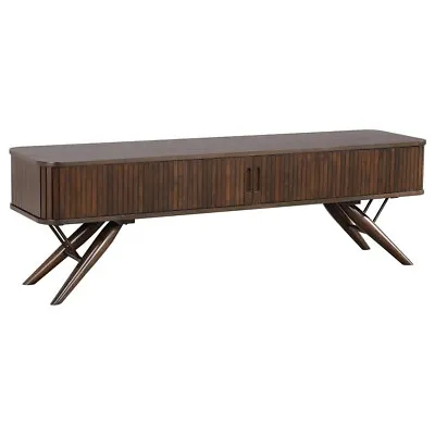 Mid Century Mod 70   Hidden Storage Walnut Finish Tv Stand Storage Media Console • $699