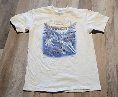 Vintage Whales Single Stitch T Shirt Mens L 1990s A Vanishing Breed White Art • $25.60