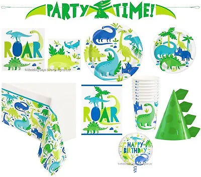 £3.95 • Buy Dinosaur Tableware Balloons Hats Banner Loot Bags Party Decor Boy Girl Birthday