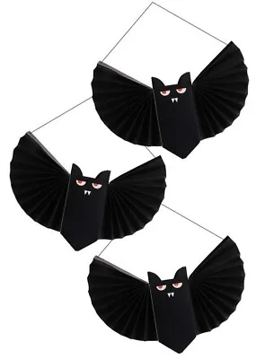 Halloween Party Black Honeycomb Paper Bat Hanging Scary Spooky Fun Decoration • £3.99