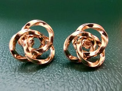 Vintage 14k Gold Earrings Three Interlocking Circles Knot Borromean Rings • $150