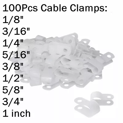 100Pcs R-Type Battery Cable Clamps Pack Nylon White Hose Wire P Clips Electrical • $7.49