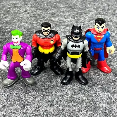 4x Imaginext DC Super Friends Batcave Joker Robin Superman Batman Heroes Figures • £8.54