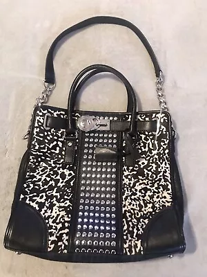 Michael Kors Hamilton Studded Leather Printed Calf Hair Satchel With Bag • $175