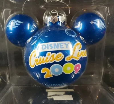 Disney Cruise Line Mickey Mouse Ornament Glass Mickey Ears 2009 Blue Rare New • $20.80