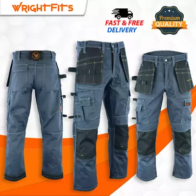 WrightFits Mens Cargo Work Trousers Combat Workwear Pants With Cargo Pockets DTG • £27.99