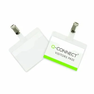 £1.80 • Buy Q-Connect Visitor Badges 60 X 90mm With Card Inserts Quick Fix Name Badges