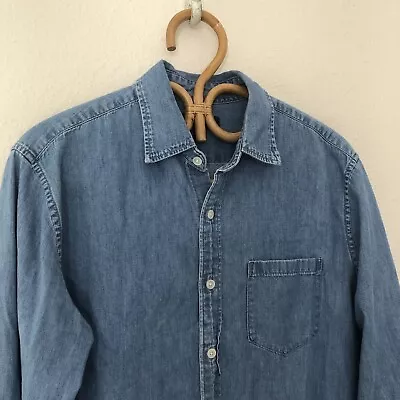 J Crew Mercantile Chambray Shirt Mens Size Medium M Blue Long Sleeve Button • $18