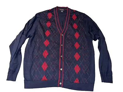 Brooks Brothers Extra Fine Merino Wool Cardigan Sweater Mens Size XXL Argyle • $28