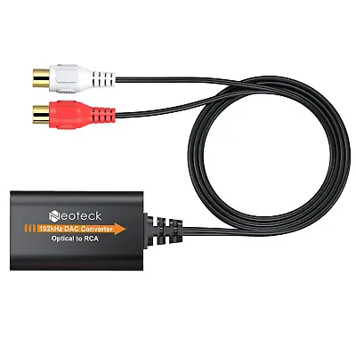 Neoteck 192kHz DAC Converter SPDIF Optical To RCA Digital Analog Audio Converter • $16.85