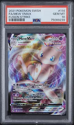 PSA 10 GEM MINT Full Art Mew VMAX 114/264 - 2021 Pokemon SWSH Fusion Strike • $47.99