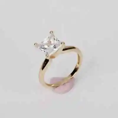 Round Lab-Created Diamond Women's Solitaire Wedding Ring 14K Yellow Gold Plated • $44.99