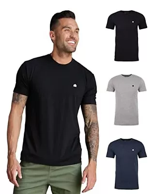  Mens T Shirt With Logo - Short Sleeve Crew Small 3-pack Black Grey And Navy • $67.98