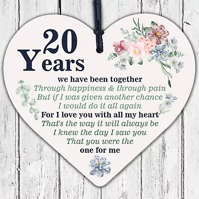 Anniversary 20th Wedding Anniversary Engagement Wood Heart Plaque Gift Keepsake • £3.99