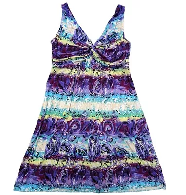RONNI NICOLE Size 8  Dress Purple Abstract Sleeveless Flare Skirt • $15.99