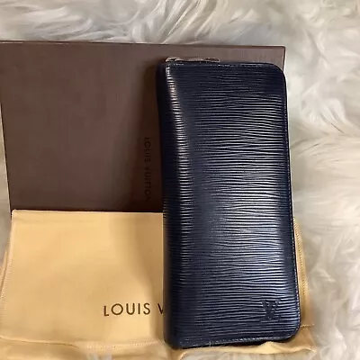 Louis Vuitton Navy Epi Leather Zippy Wallet (Authentic Pre-Owned) Women's • $295