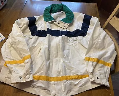 Vintage 90’s White Nautica Windbreaker Jacket W/ Hidden Hood Men's Extra Large • $42.73