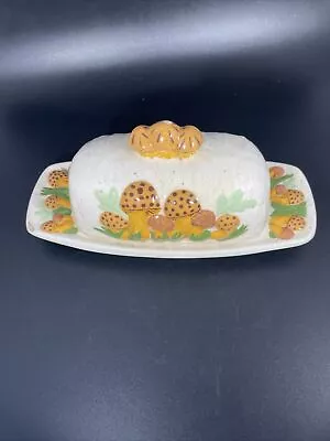 Vintage Mushroom Design Butter Dish A Few Chips • $15