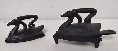 Vintage Swan Mini Sad Iron With Trivet Miniature Sample Size Miniature 2 Irons • $30