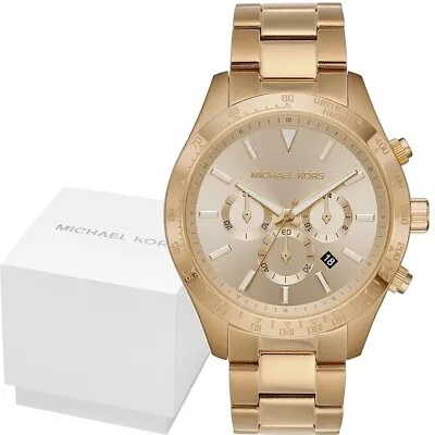 Michael Kors 45mm MK8782 Mens Watch Layton Gold Stainless Steel Case & Gold Dial • $140