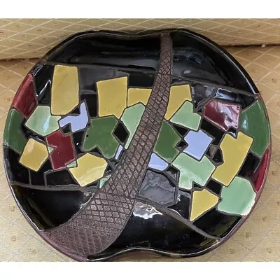 KERAMOS Vtg Dish Mosaic Hand Painted ISRAEL Plate Ashtray Bowl Rare Textured • $35.20