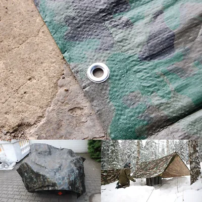 Camo Heavy Duty Tarp Cover 11 SIZES Waterproof Caravan Camping Ground Sheet • £5.95